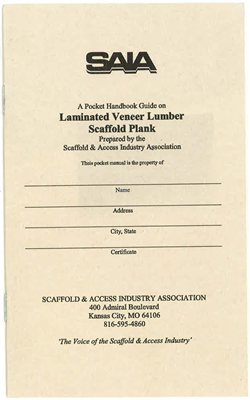 Laminated Veneer Lumber Scaffold Plank Pocket Handbook